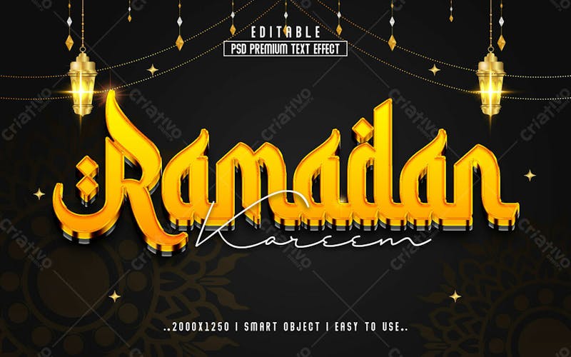 Efeito de texto editável ramadan 3d em estilo premium moderno e elegante v 2