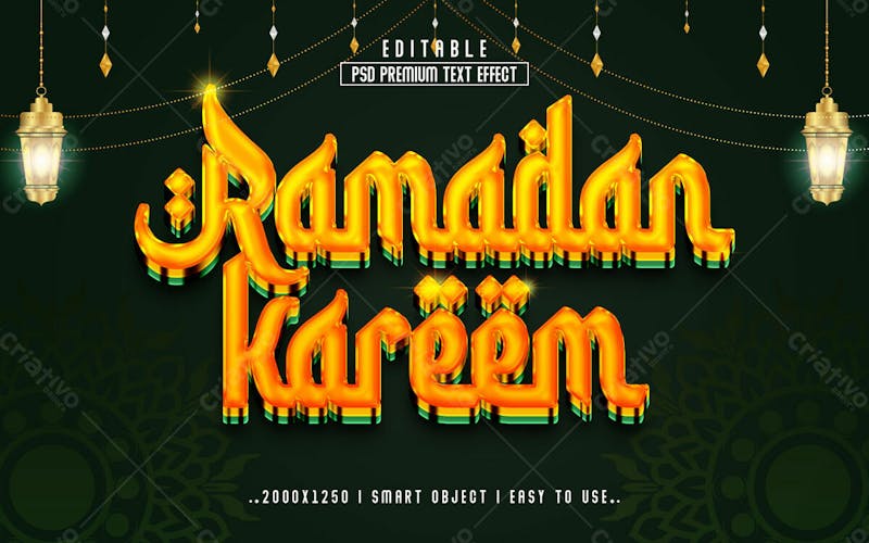 Efeito de texto editável ramadan kareem 3d em estilo premium moderno e elegante v 2