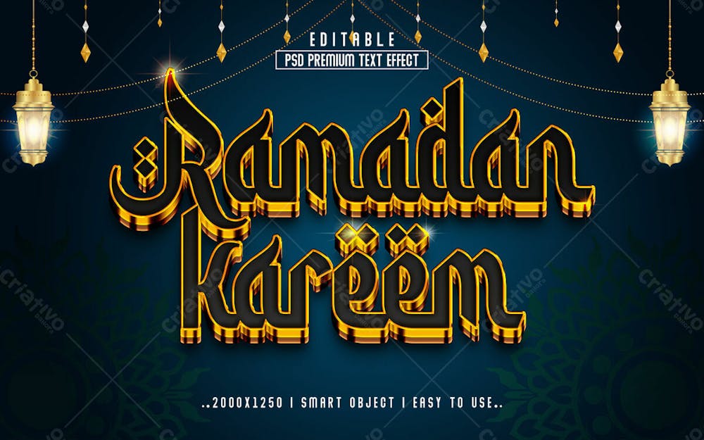 Efeito De Texto Editável Ramadan Kareem 3D Em Estilo Premium Moderno E Elegante