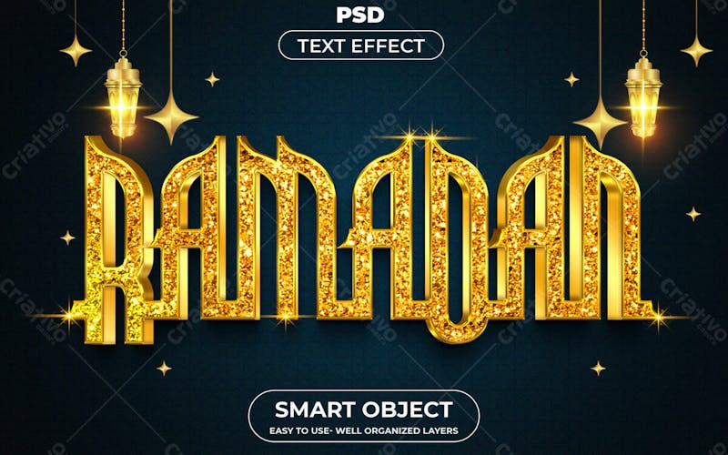 Efeito de texto editável ramadan 3d em estilo premium moderno e elegante