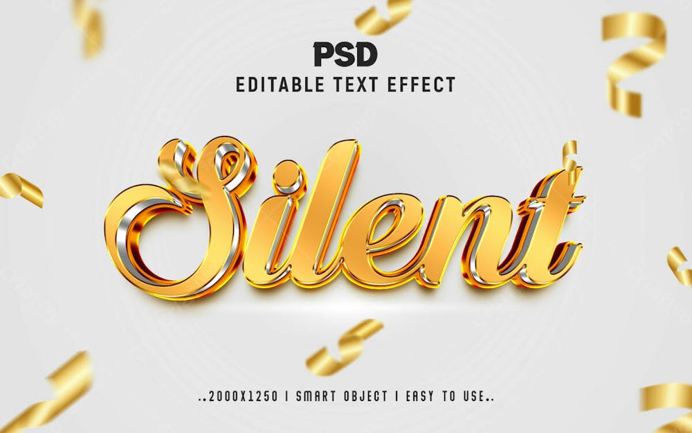 Efeito De Texto Editável Silent Golden 3D Em Estilo Moderno E Elegante Em Relevo