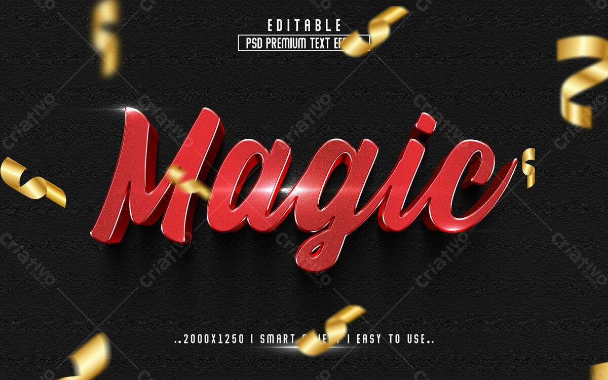 Texto 3D Mágico PSD Editável