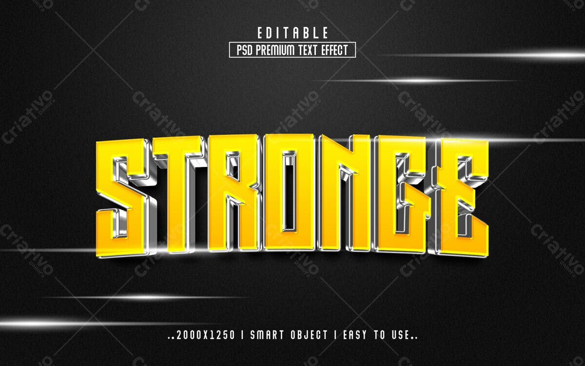 Efeito de Texto 3D Forte PSD Editável