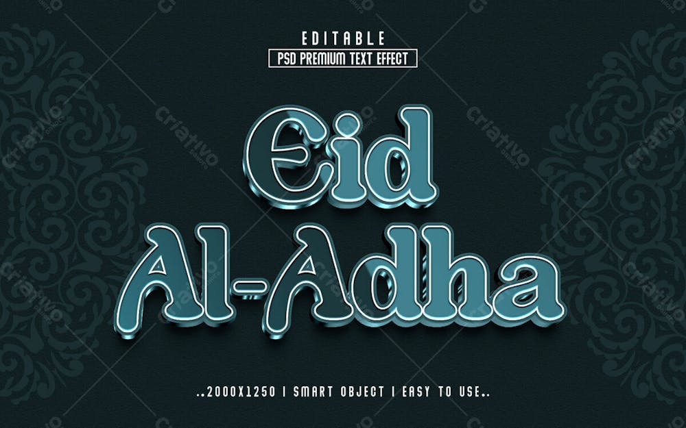 Eid Al Adha Golden 3D Efeito De Texto Editável Em Estilo Moderno E Elegante Em Relevo Versão 4