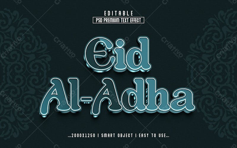 Eid al adha golden 3d efeito de texto editável em estilo moderno e elegante em relevo versão 4