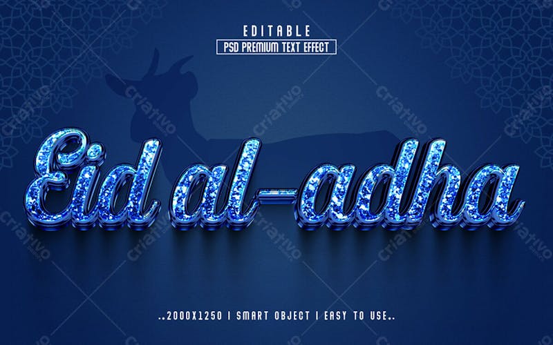 Eid al adha golden 3d efeito de texto editável em estilo moderno e elegante em relevo versão 2