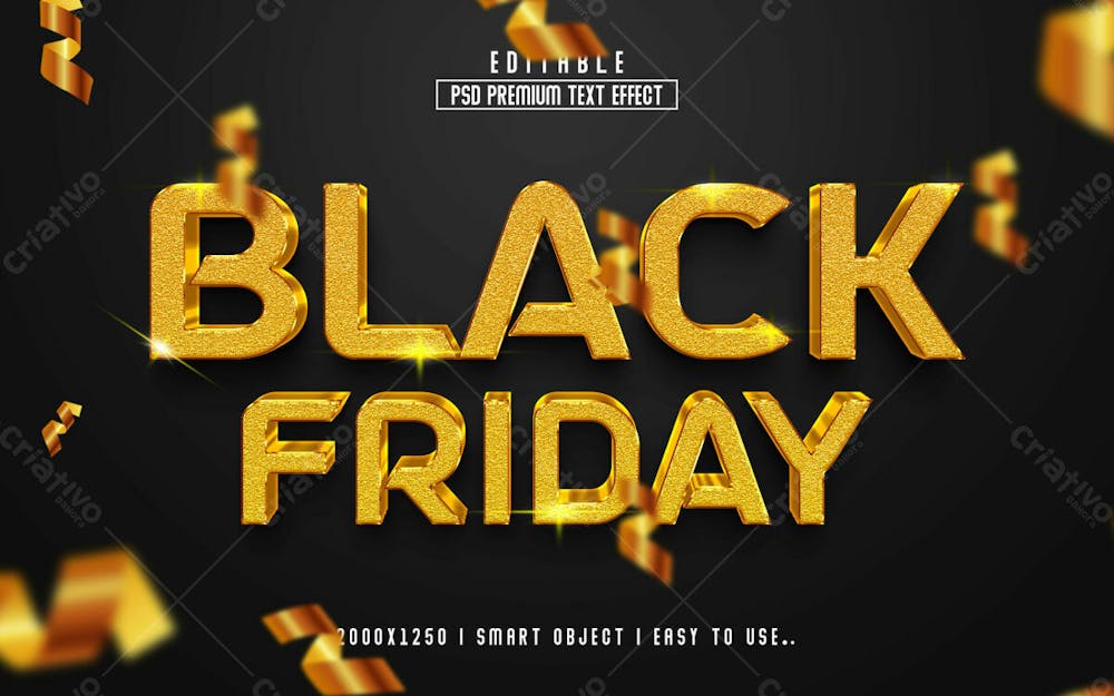 Efeito De Texto Editável 3D Da Black Friday Em Estilo Moderno E Elegante Em Relevo V 2