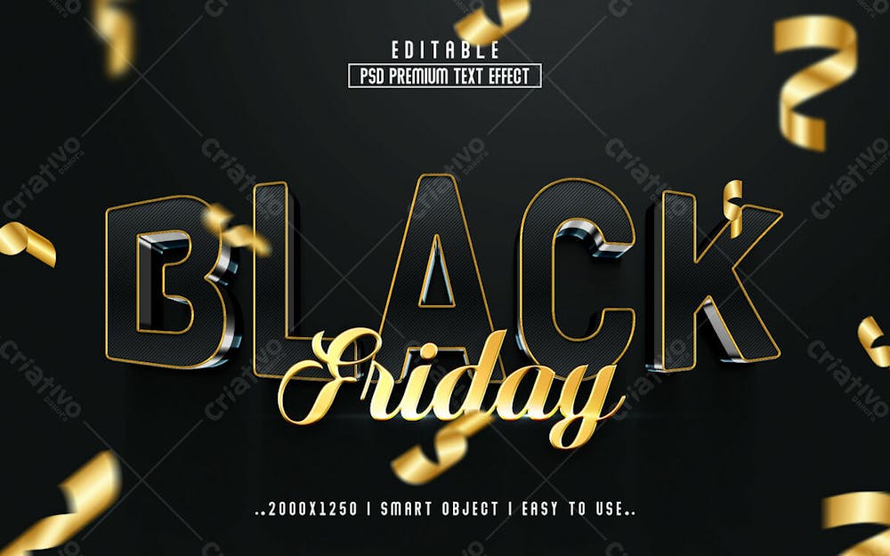 Efeito De Texto Editável 3D Da Black Friday Em Estilo Moderno Em Relevo V 3