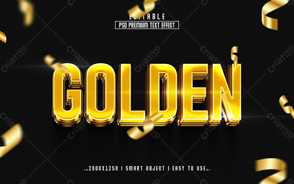 Efeito De Texto Editável 3D Dourado Em Estilo Moderno Em Relevo