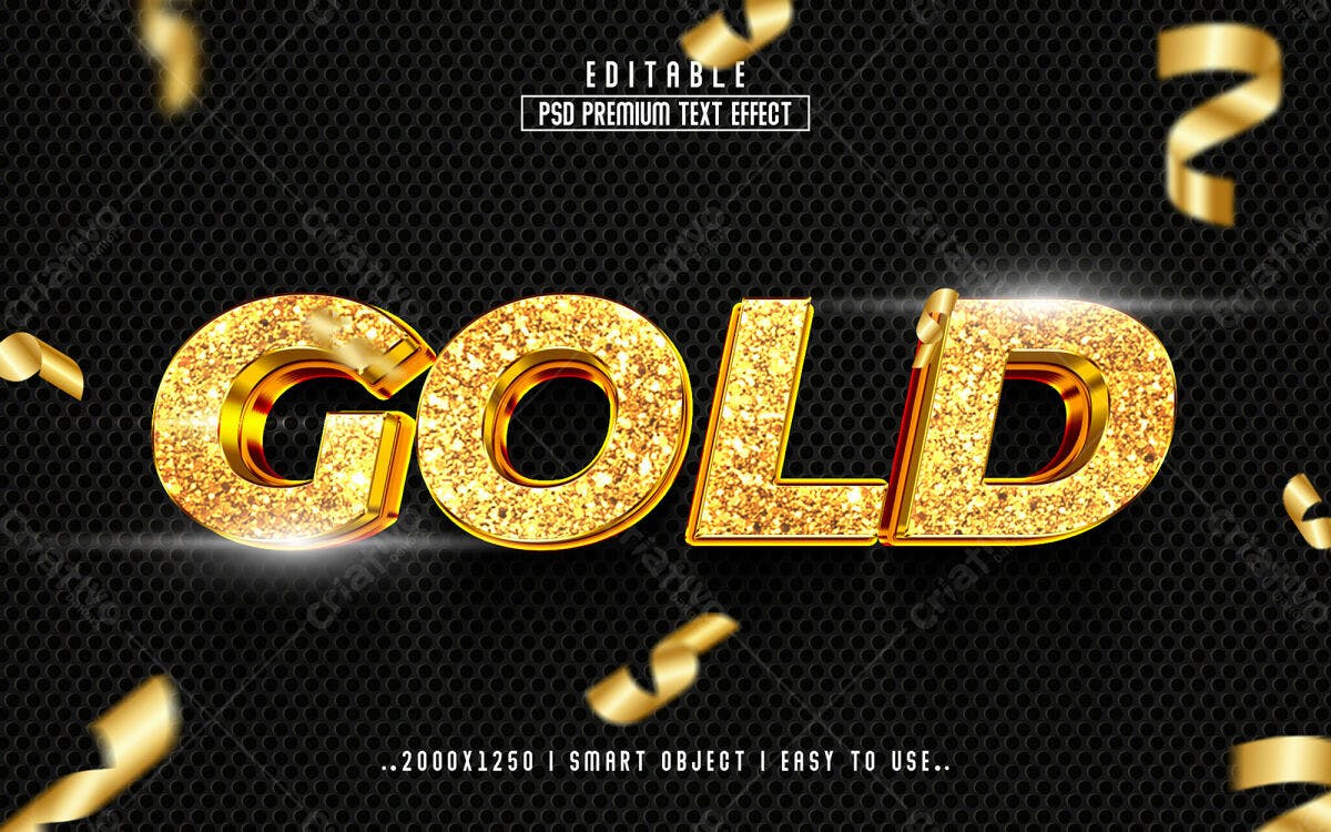 Efeito de Texto Premium Dourado PSD Editável