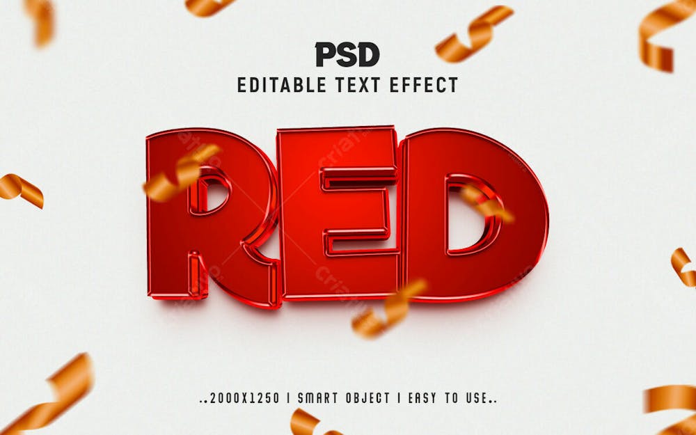 Efeito De Texto Editável 3D Vermelho Em Estilo Moderno E Elegante Em Relevo