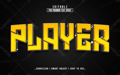 Efeito De Texto Editável Do Player 3D Em Estilo Moderno E Elegante Em Relevo
