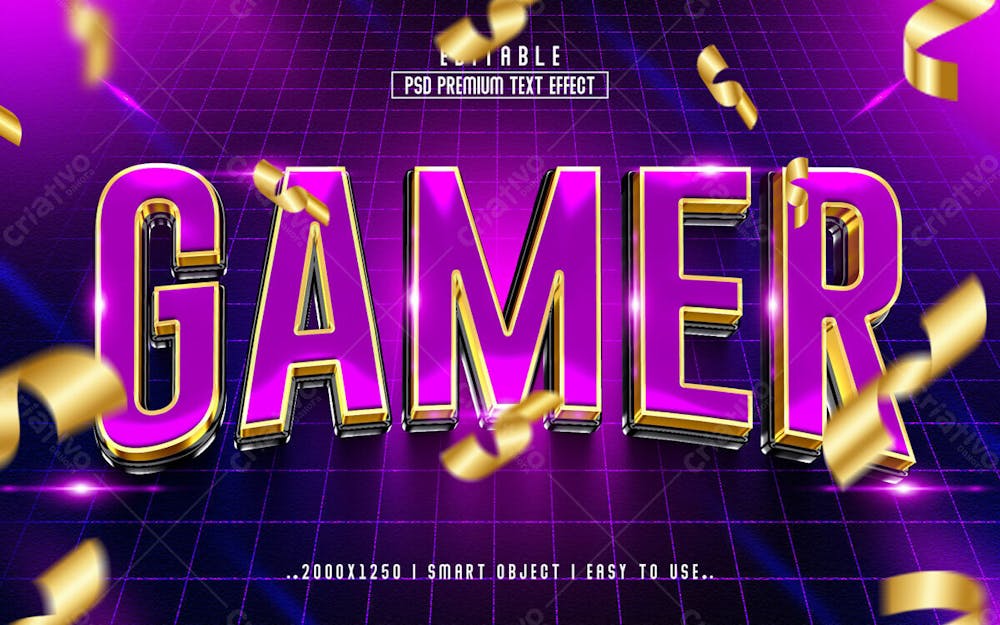 Efeito De Texto Editável Do Player 3D Em Estilo Moderno Em Relevo