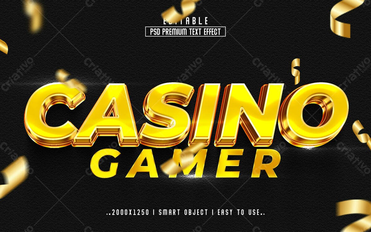 Efeito de Texto Casino Gamer PSD Editável