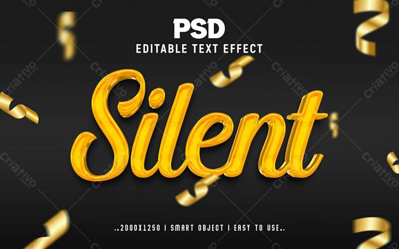 Efeito de texto editável em 3d silencioso em estilo moderno e elegante em relevo