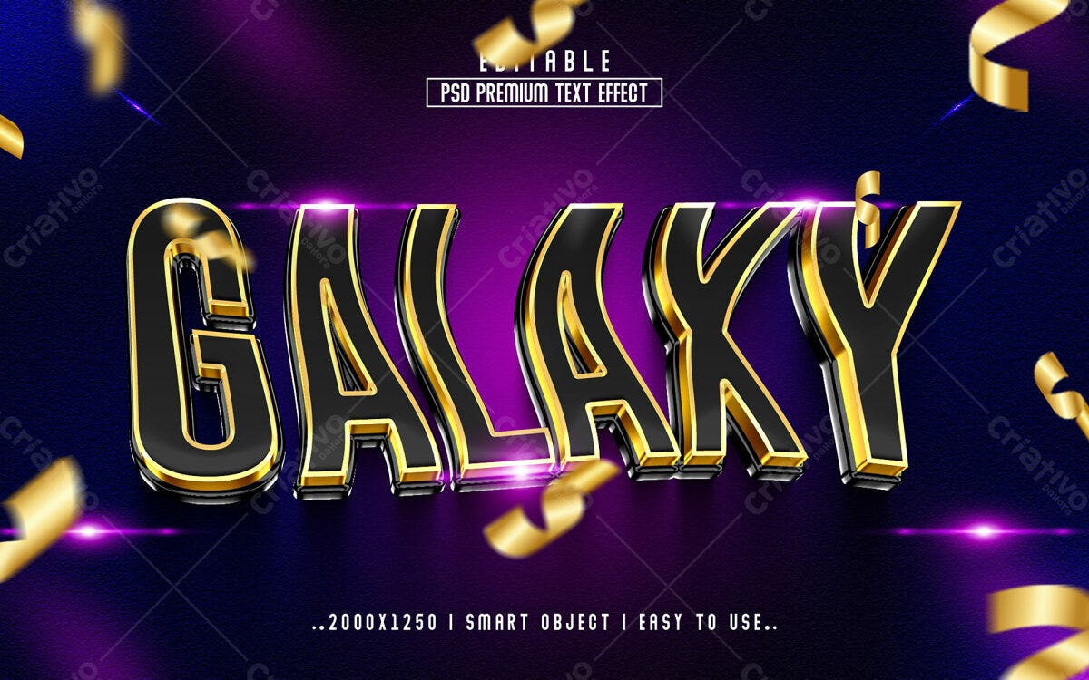 Efeito de Texto Galaxy PSD Editável