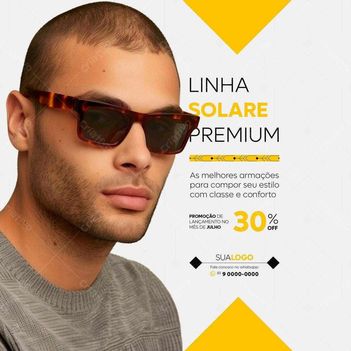 Flyer de Óculos Solares Premium PSD Editável