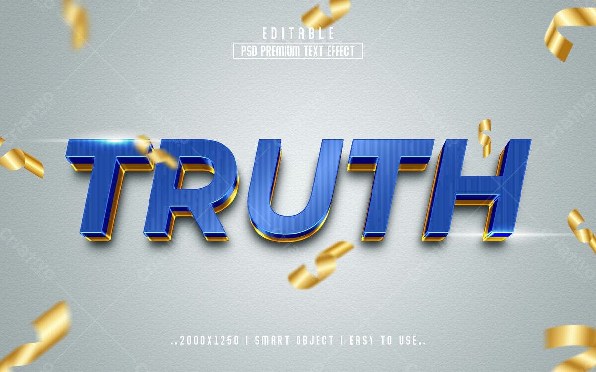 Efeito de Texto 3D Azul e Dourado PSD Editável