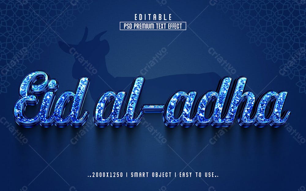 Eid Al Adha Golden 3D Efeito De Texto Editável Em Estilo Moderno E Elegante Em Relevo Versão 2