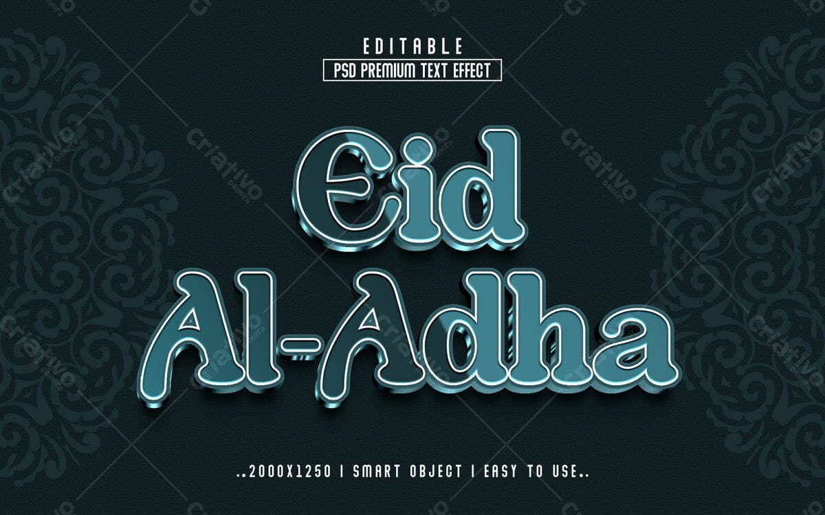 Efeito de Texto Eid Al-Adha PSD Editável
