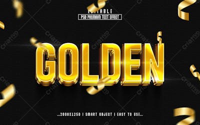 Efeito De Texto Editável 3D Dourado Em Estilo Moderno Em Relevo