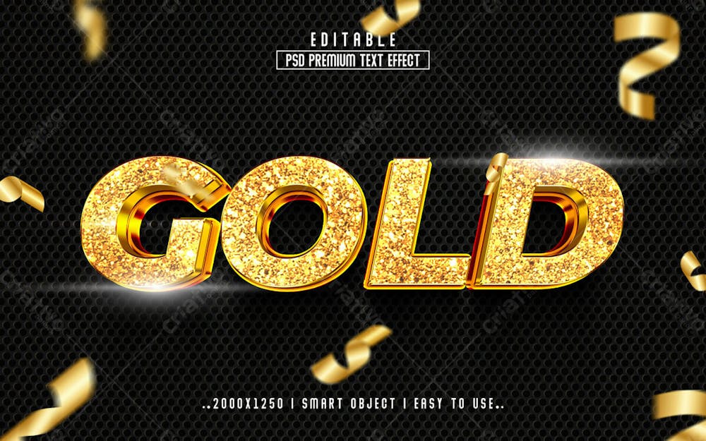 Efeito De Texto Editável 3D Dourado Em Estilo Moderno E Elegante Em Relevo