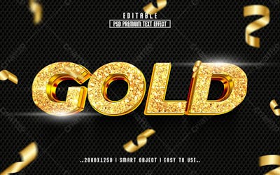 Efeito De Texto Editável 3D Dourado Em Estilo Moderno E Elegante Em Relevo