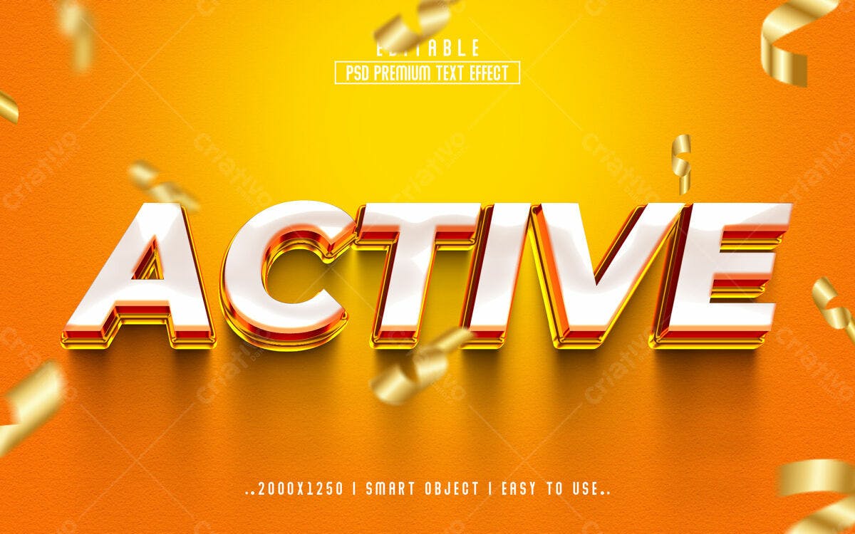 Efeito de Texto 3D Ativo PSD Editável