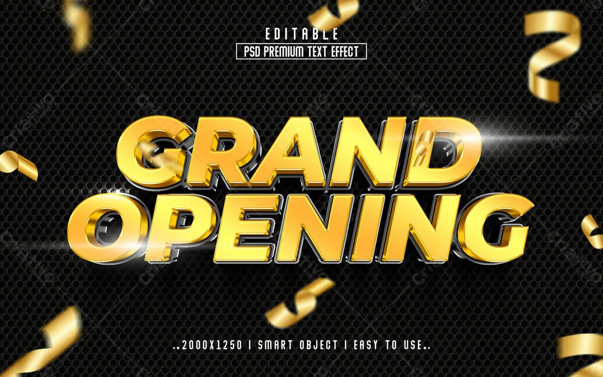 Efeito de Texto Grand Opening PSD Editável