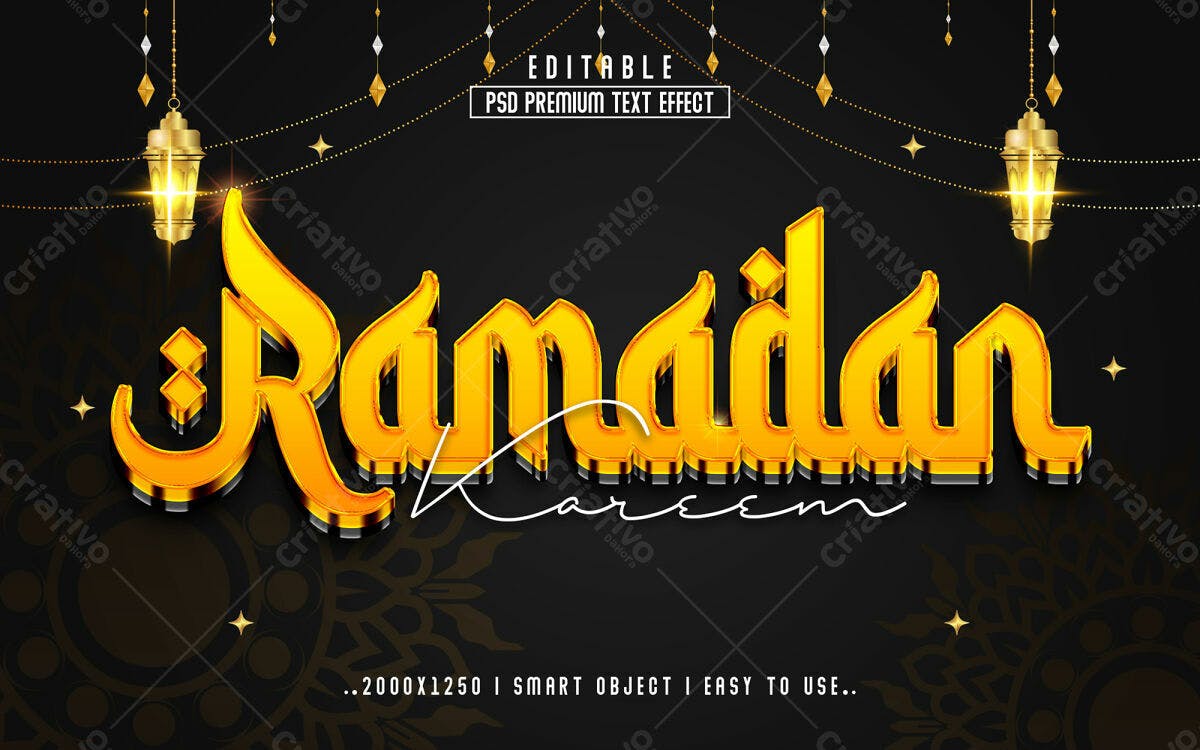 Efeito de Texto Ramadan Kareem PSD Editável