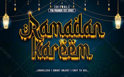 Efeito De Texto Editável Ramadan Kareem 3D Em Estilo Premium Moderno E Elegante