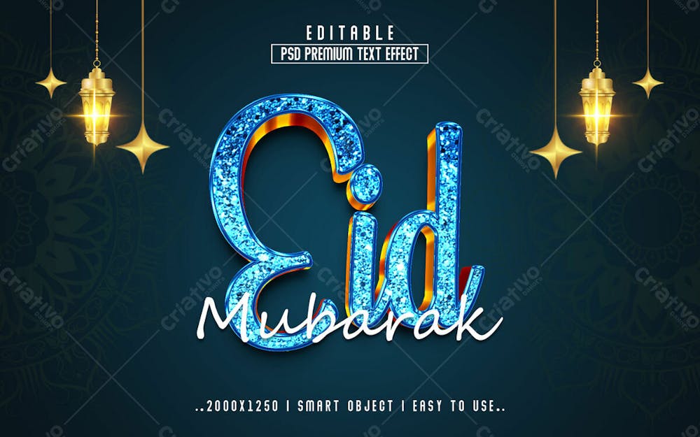 Efeito De Texto Editável 3D Eid Mubarak Em Estilo Moderno E Elegante Versão 2