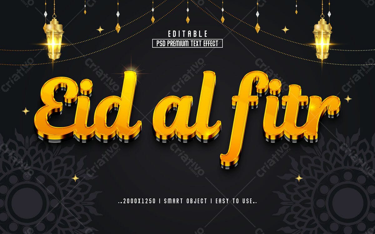Efeitos de Texto Eid al Fitr PSD Editável