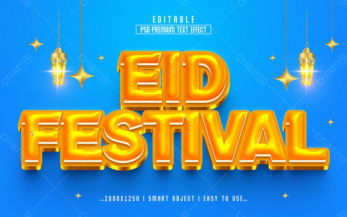 Efeitos de Texto Eid Festival PSD Editável