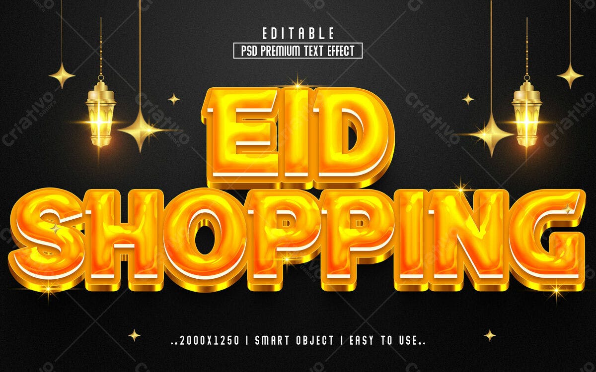 Efeito de Texto Eid Shopping PSD Editável