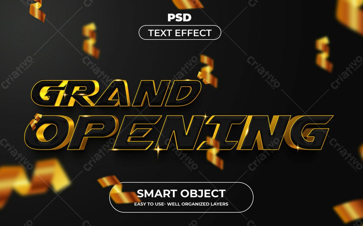 Efeito de Texto Grand Opening PSD Editável