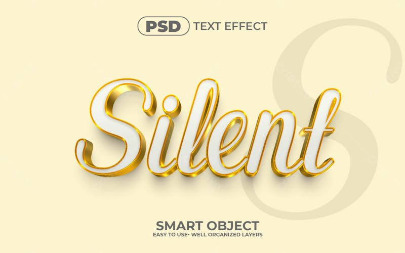 Efeito de texto editável em 3d silencioso em estilo premium moderno e elegante v 2