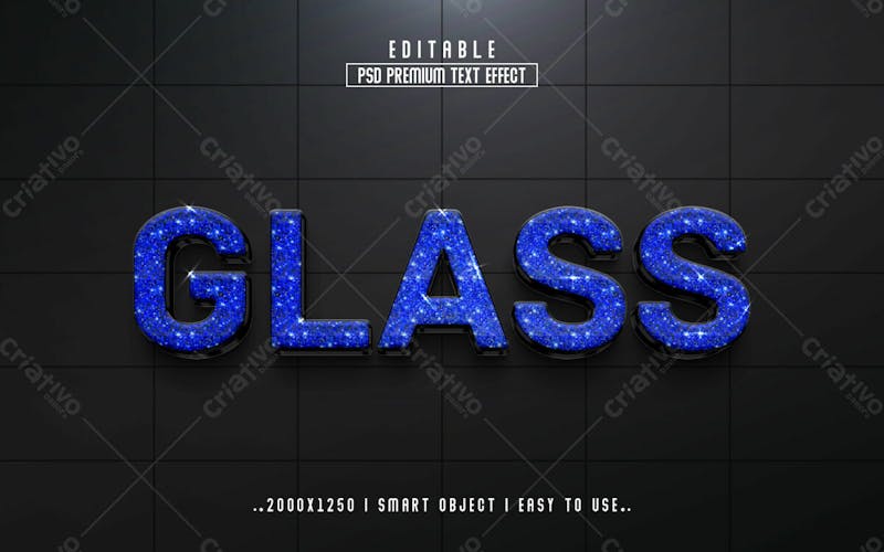Efeito de texto editável em vidro 3d em estilo moderno e elegante