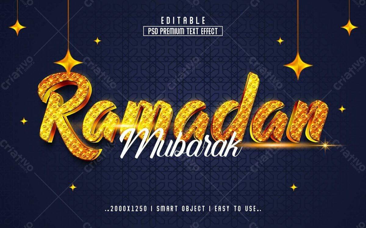Efeito de Texto Ramadan Mubarak PSD Editável