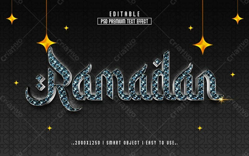 Efeito de texto editável ramadan kareem 3d em texto editável moderno e elegante estilo premium v 9