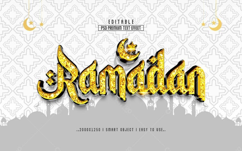 Efeito de texto editável ramadan kareem 3d em texto editável moderno e elegante estilo premium v 10