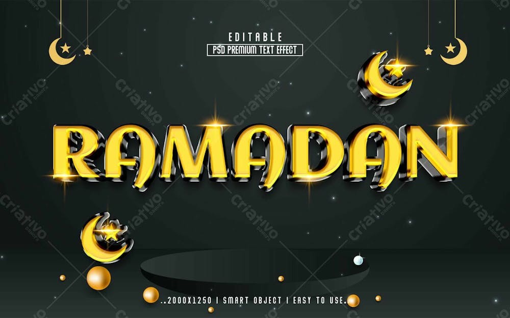 Efeito De Texto Editável Ramadan Kareem 3D Em Texto Editável Moderno E Elegante Estilo Premium V 11