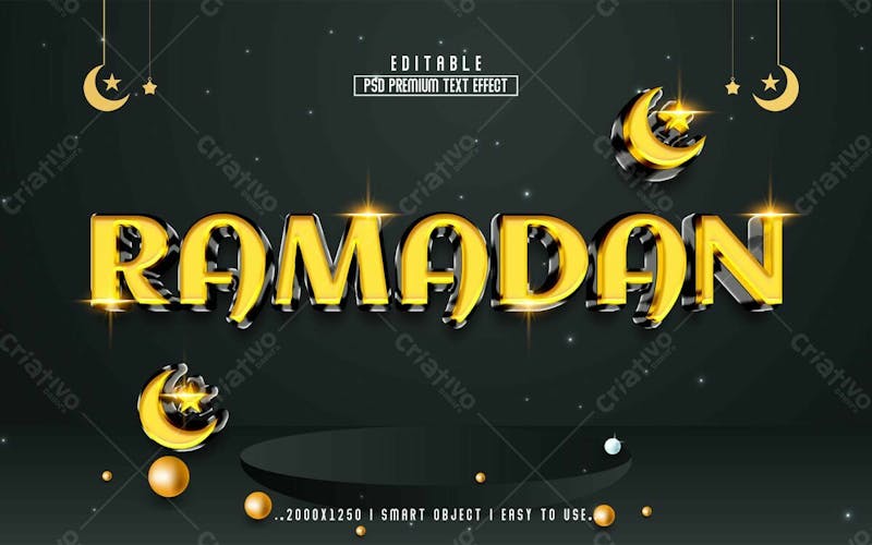 Efeito de texto editável ramadan kareem 3d em texto editável moderno e elegante estilo premium v 11