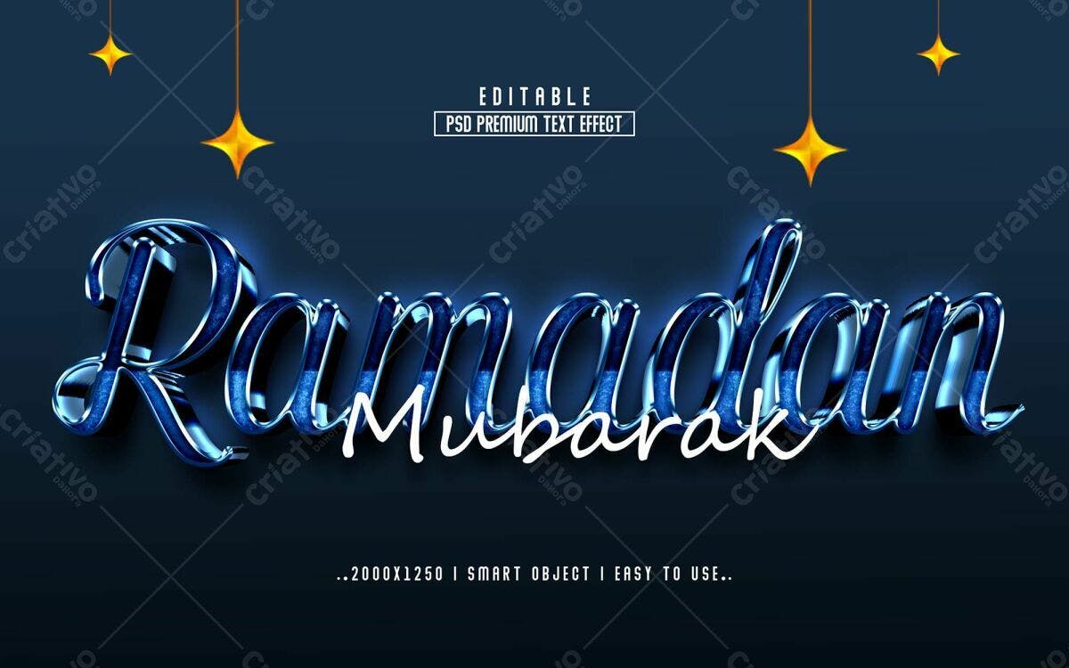 Efeito de Texto Ramadan Mubarak PSD Editável
