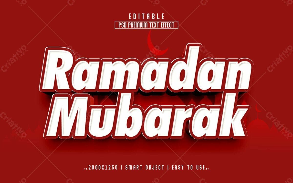 Efeitos de Texto Ramadan Mubarak PSD Editável