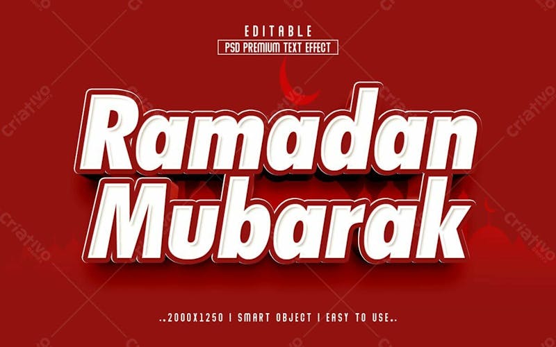 Efeito de texto editável ramadan kareem 3d em texto editável moderno e elegante estilo premium v 13