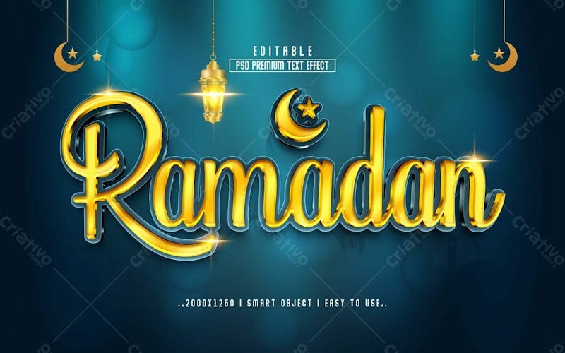 Efeito de texto editável ramadan kareem 3d em texto editável moderno e elegante estilo premium