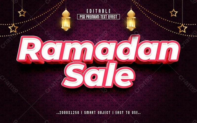 Efeito de texto editável ramadan sale 3d em estilo premium moderno e elegante