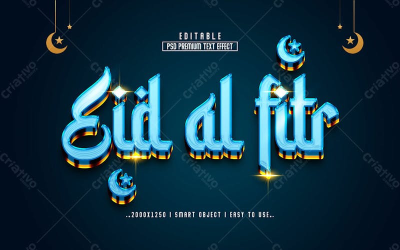 Eid al fitr efeito de texto editável 3d em estilo premium moderno e elegante