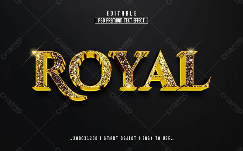 Efeito de texto editável royal 3d em estilo premium moderno e elegante